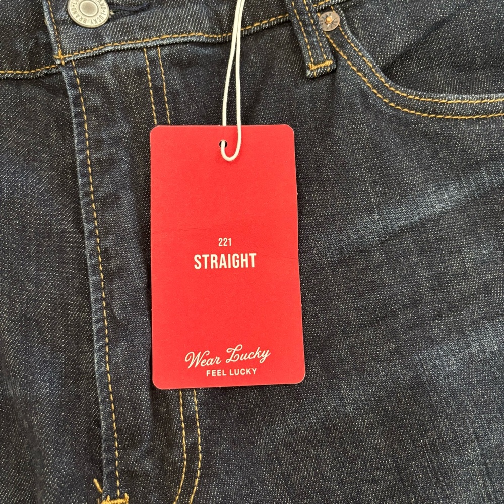 NWT Lucky Brand 221 Straight Blue Jeans Barite Dark Wash Whiskered 40x32 - Picture 5 of 12
